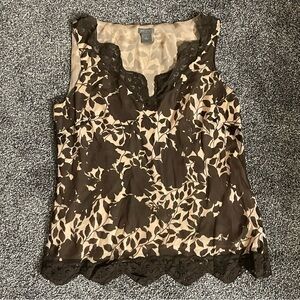 Ann Taylor Women’s Lacy Brown/Cream Size 6  Lightweight Blouse